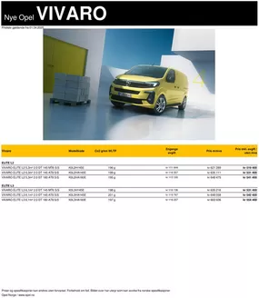 Opel-katalog | Prisliste Opel Vivaro varebil | 2025-08-30T00:00:00.000Z - 2026-08-30T00:00:00.000Z