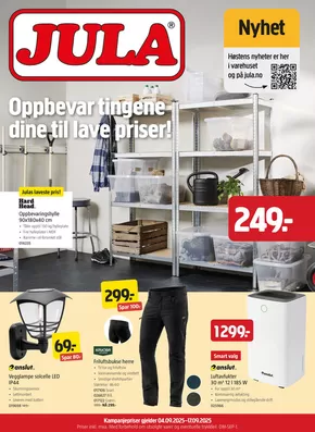 Jula-katalog i Bergen | Oppbevar tingene dine til lave priser! | 2025-09-04T00:00:00.000Z - 2025-09-17T00:00:00.000Z