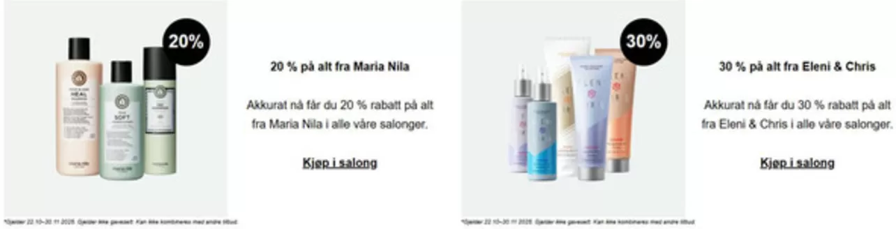 Nikita Hair-katalog i Tønsberg | 20 % på alt fra Maria Nila | 2025-10-22T00:00:00.000Z - 2025-11-30T00:00:00.000Z