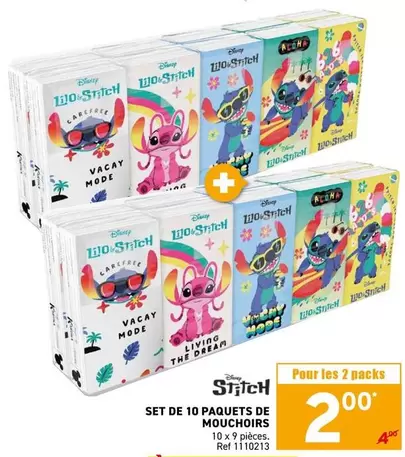 Stitch - SET DE 10 PAQUETS DE MOUCHOIRS