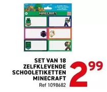 Minecraft - ZELFKLEVENDE SCHOOLETIKETTEN MINECRAFT