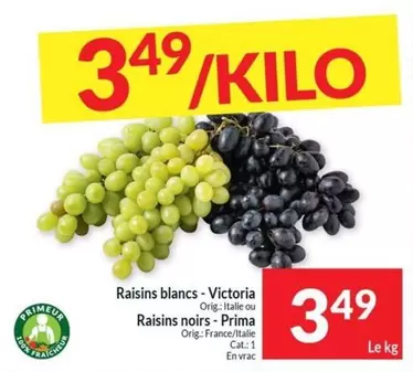 Cat - Raisins blancs - Victoria, Raisins noirs - Prima