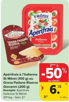 Apérifrais à l'italienne St Môret ou Grana Padano Riserva Giovanni