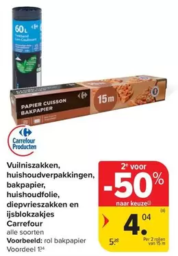 Vuilniszakken, huishoudverpakkingen, bakpapier, huishoudfolie, diepvrieszakken en ijsblokzakjes