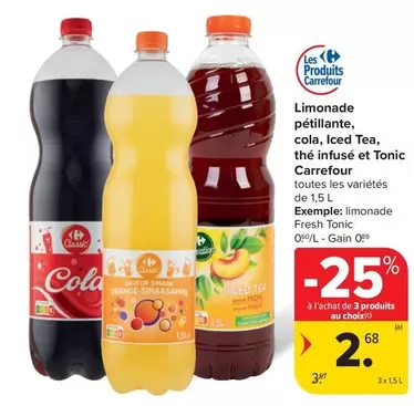 De - Limonade pétillante, cola, Iced Tea, thé infusé et Tonic