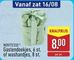 Gastendoekjes, 6 st. of washandjes, 8 st.