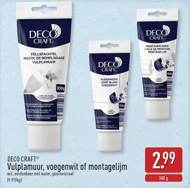 De - Vulplamuur, voegenwit of montagelijm