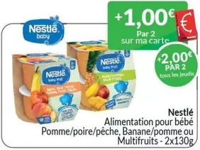Alimentation pour bébé Pomme/poire/pêche, Banane/pomme ou Multifruits