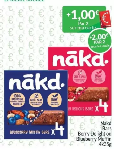Nakd - Bars Berry Delight ou Blueberry Muffin