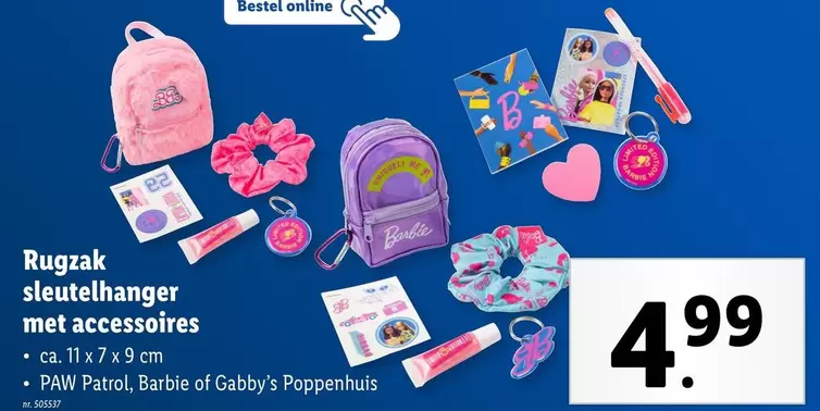 Barbie - Rugzak sleutelhanger met accessoires