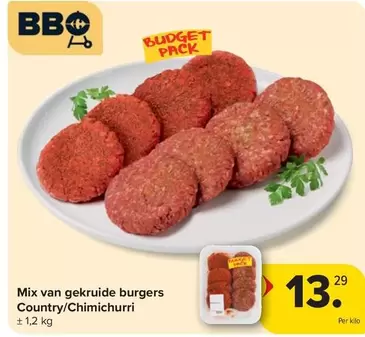 Bbq - Mix van gekruide burgers Country/Chimichurri