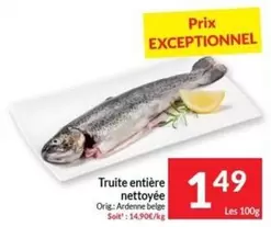Truite entière nettoyée