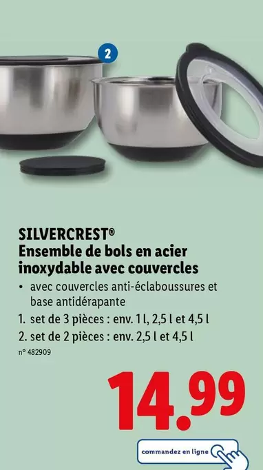 De - Ensemble de bols en acier inoxydable avec couvercles