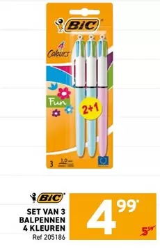 Fun - SET VAN 3 BALPENNEN 4 KLEUREN