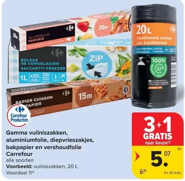 De - vuilniszakken, aluminiumfolie, diepvrieszakjes, bakpapier en vershoudfolie