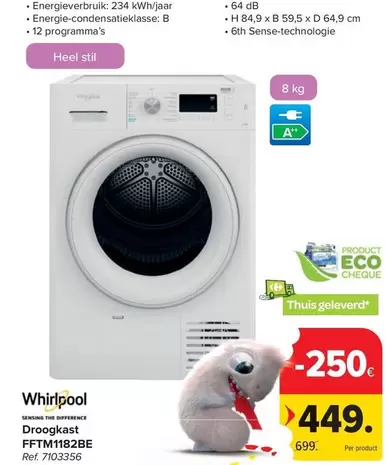 Whirlpool - Droogkast FFTM1182BE