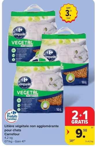 Litière végétale non agglomérante pour chats