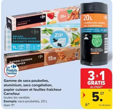 De - sacs-poubelles, aluminium, sacs congélation, papier cuisson et feuilles fraîcheur