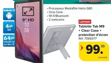 Lenovo - Tablette Tab M9 + Clear Case + protection d'écran