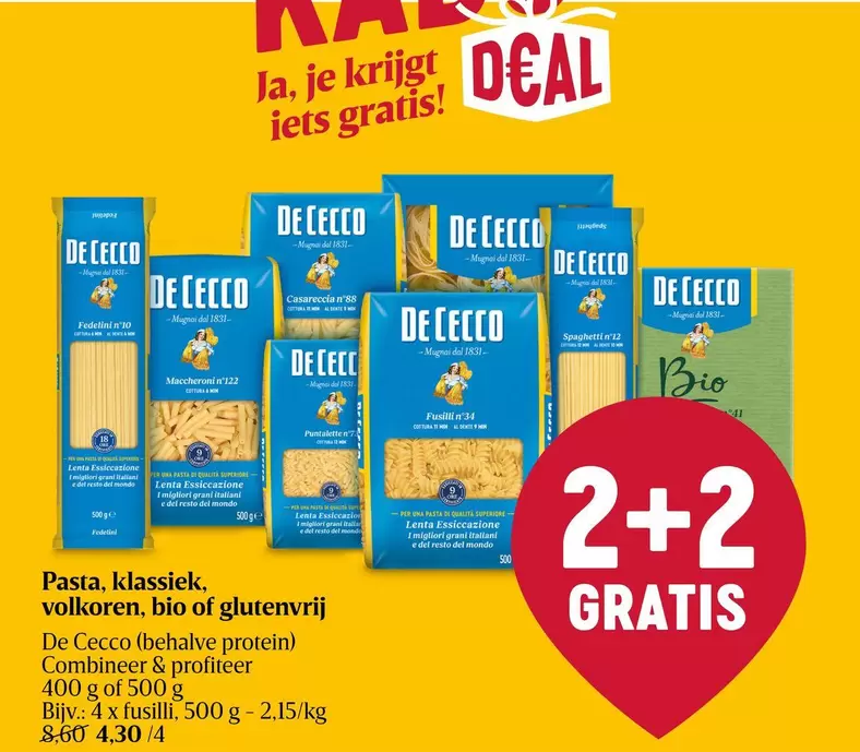De - Pasta, klassiek, volkoren, bio of glutenvrij