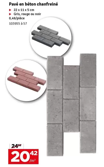Pavé en béton chanfreiné