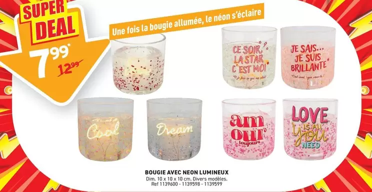 Cool - BOUGIE AVEC NEON LUMINEUX