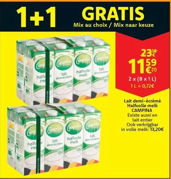 Mix - Lait demi-écrémé Halfvolle melk