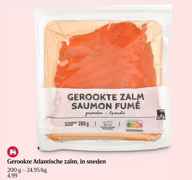 Gerookte Atlantische zalm, in sneden