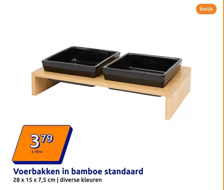 Voerbakken in bamboe standaard