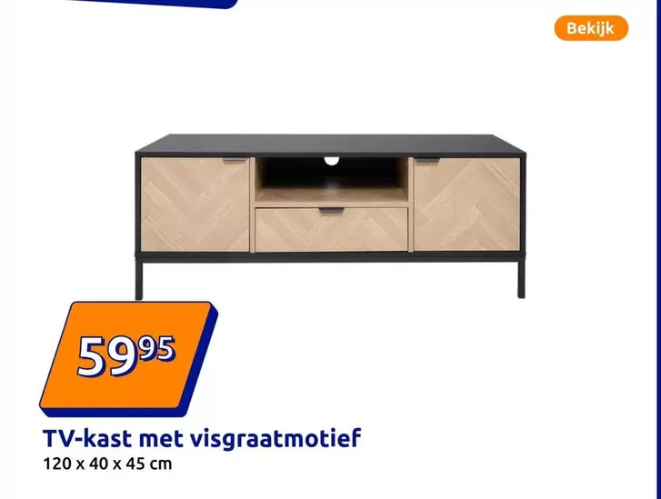 TV-kast met visgraatmotief