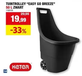 Go - TUINTROLLEY "EASY GO BREEZE" 50 L ZWART
