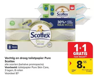 Vochtig en droog toiletpapier Pure