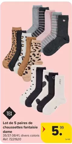 De - Lot de 5 paires de chaussettes fantaisie dame