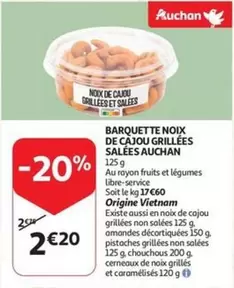 De - BARQUETTE NOIX DE CAJOU GRILLÉES SALÉES