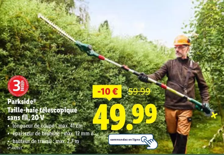 De - Taille-haie télescopiqué sans fil, 20 V