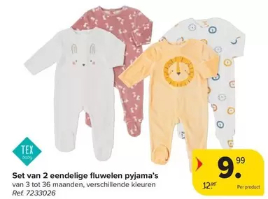 Set van 2 eendelige fluwelen pyjama's