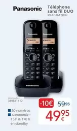 Téléphone sans fil DUO KX-TG1612BLH