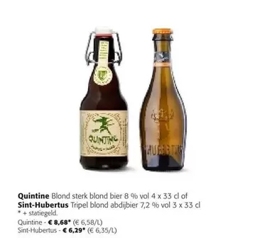 Quintine Blond or Sint-Hubertus Tripel blond