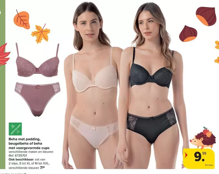 beha met padding, beugelbeha of beha met voorgevormde cups