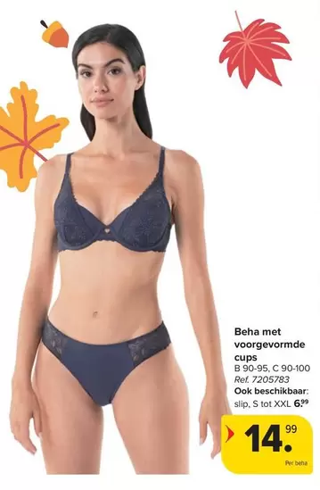 Beha met voorgevormde cups