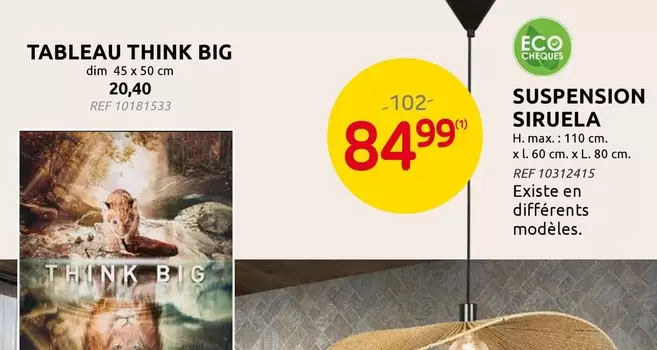 TABLEAU THINK BIG, SUSPENSION SIRUELA