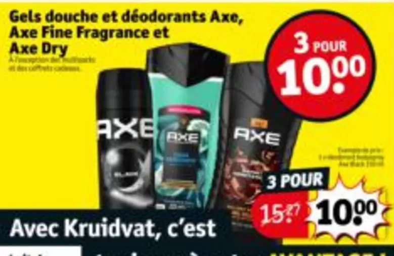 Gels douche et déodorants, Axe Fine Fragrance et Axe Dry