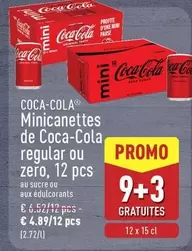 Coca Cola - Minicanettes de Coca-Cola regular ou zero, 12 pcs