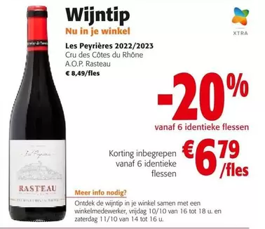 Nu - Les Peyrières 2022/2023 Cru des Côtes du Rhône. A.O.P. Rasteau