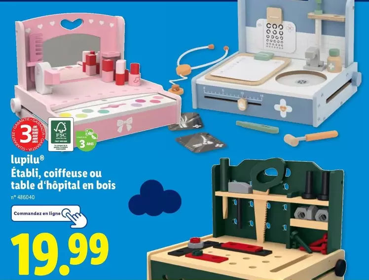 De - Établi, coiffeuse ou table d'hôpital en bois