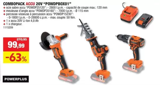 De - COMBOPACK ACCU 20V "POWDPB0X01"