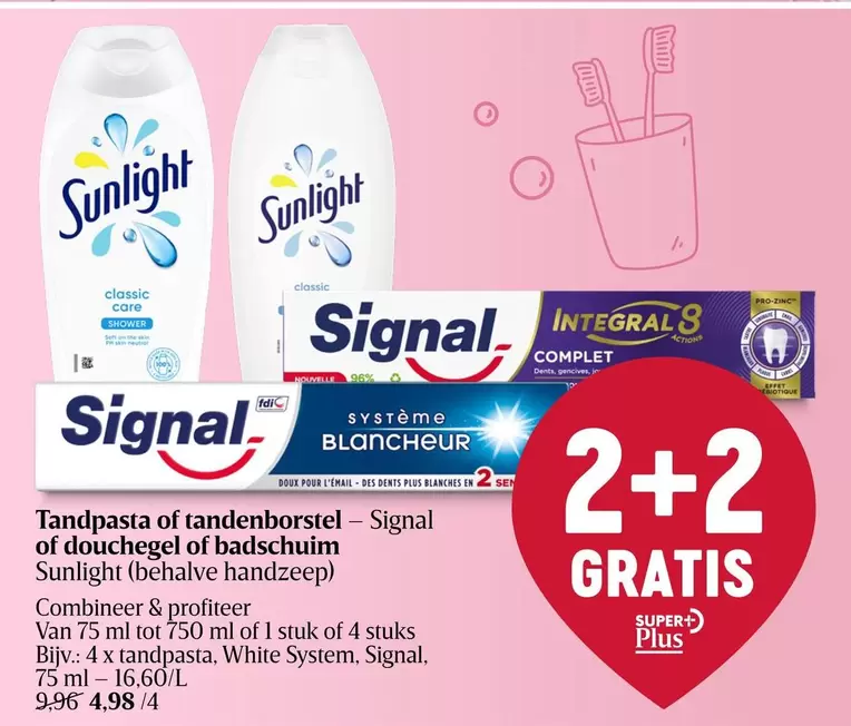 White - Tandpasta of tandenborstel - Signal of douchegel of badschuim