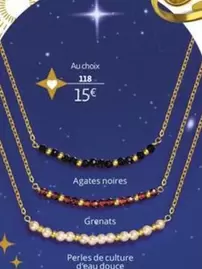 De - Agates noires, Grenats, Perles de culture d'eau douce
