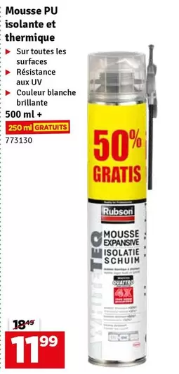 Mousse PU isolante et thermique