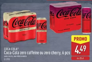 Coca Cola - Coca-Cola zero caffeine ou zero cherry, 6 pcs